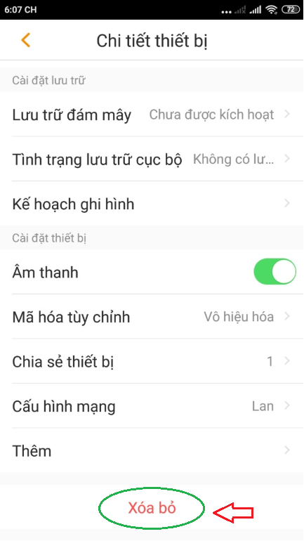 Bước 2 Kéo xuống dưới cùng nhấn Xóa 