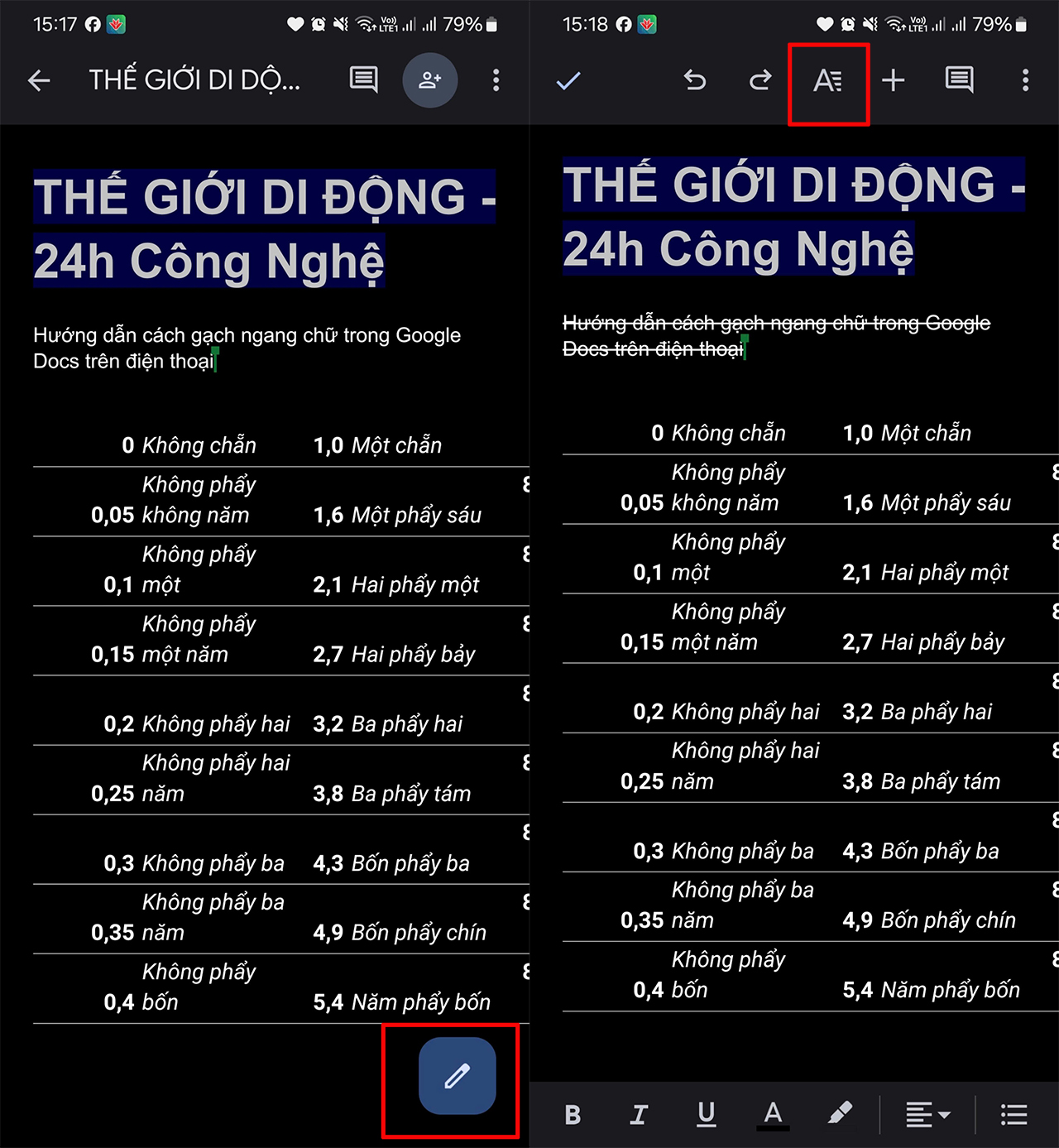 Cách gạch ngang văn bản trong Google Docs Cách gạch ngang văn bản trong Google Docs