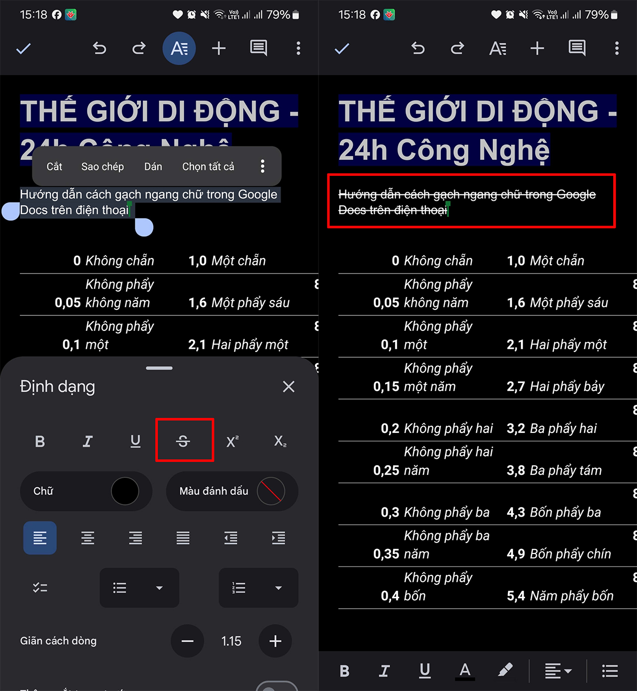 Cách gạch ngang văn bản trong Google Docs Cách gạch ngang văn bản trong Google Docs