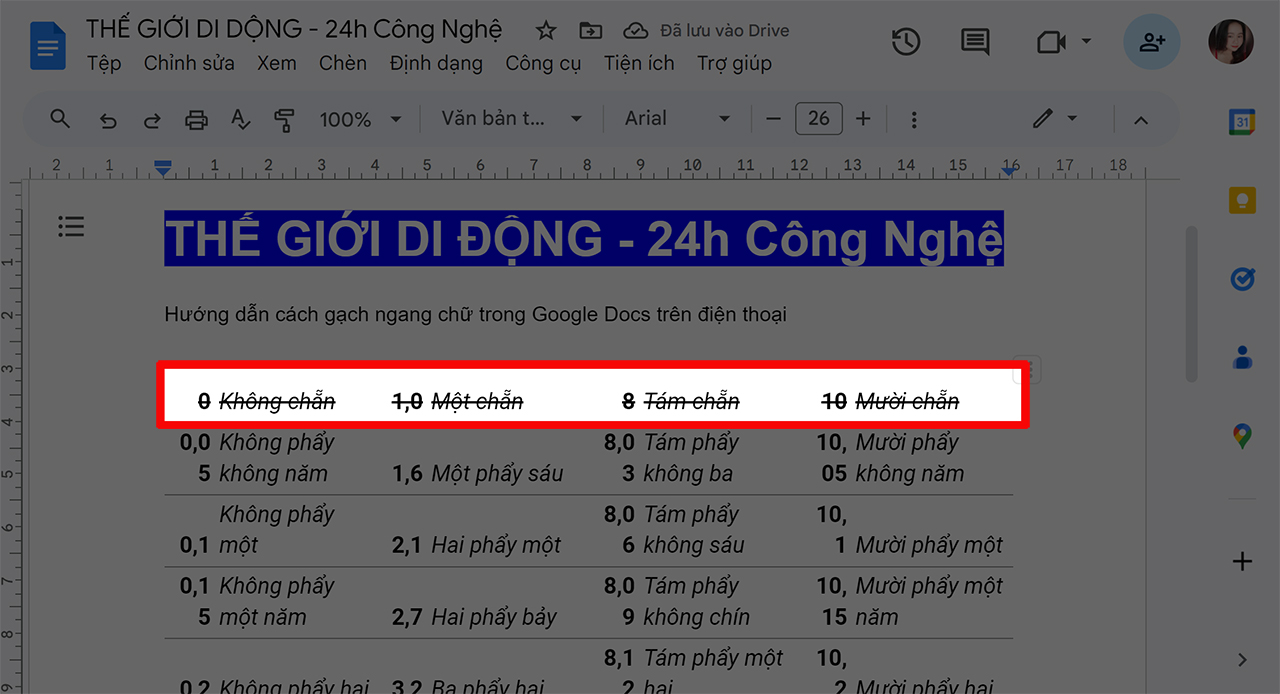 Cách gạch ngang văn bản trong Google Docs Cách gạch ngang văn bản trong Google Docs