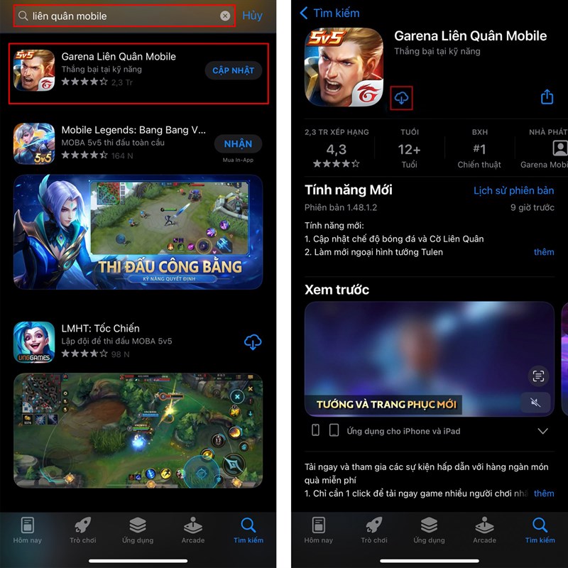 Lỗi cập nhật Liên Quân Mobile lên phiên bản mới